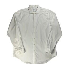 Calvin Klein Infinite Non-Iron Dress Shirt White Slim Tall 17.5 36/37 Stretch